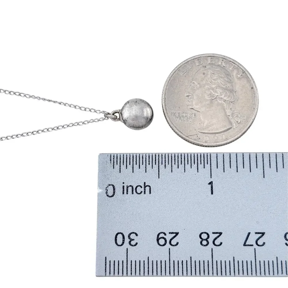 Vintage Sterling Silver 925 Ball Pendant Necklace 17.5